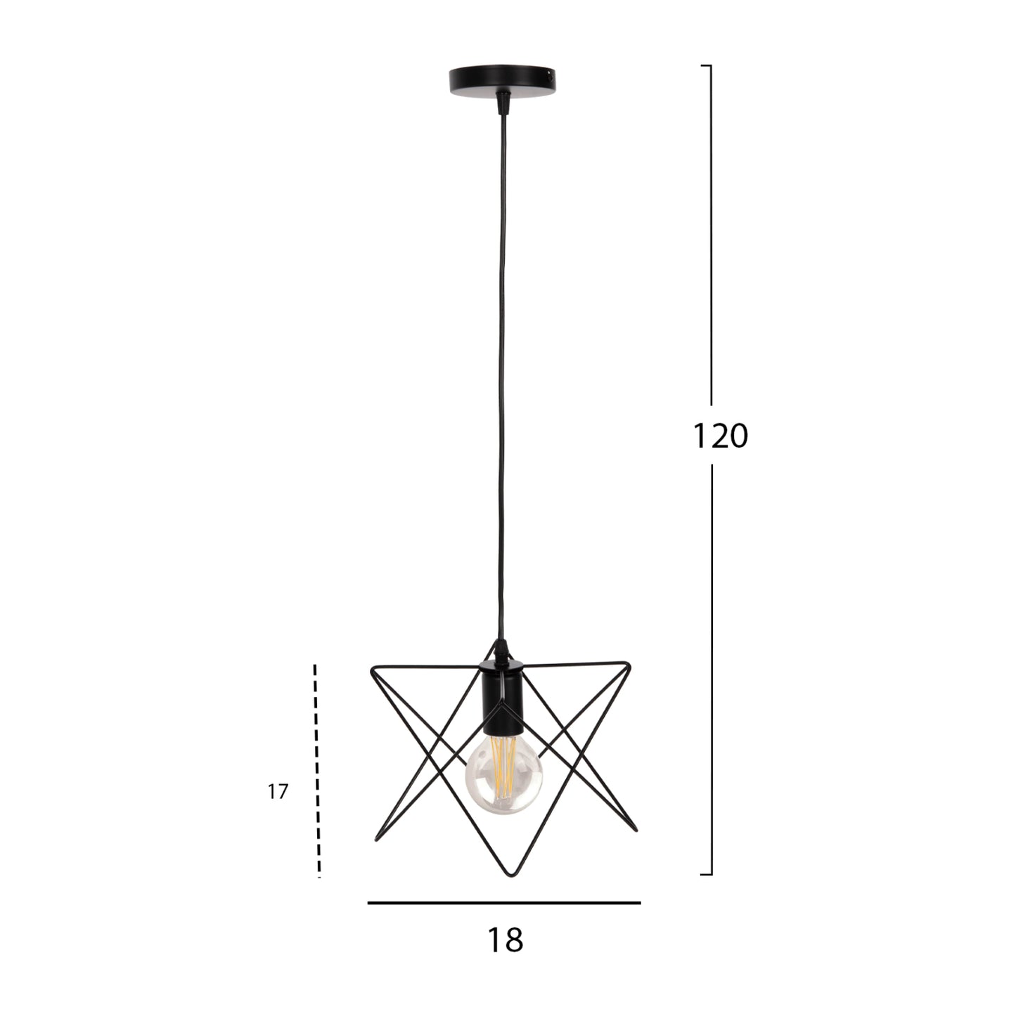 Ceiling Pendant Lamp Hm4075 Black Metal Cap 18x17x120hcm.