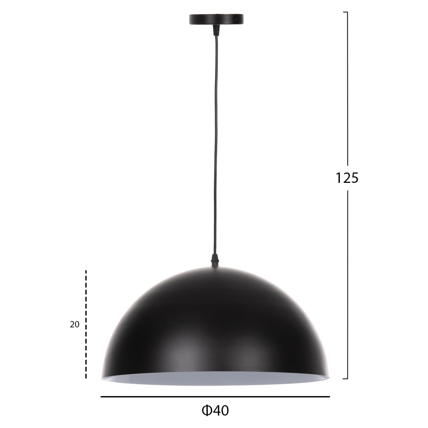 Ceiling Pendant Lamp Hm4078 Black Metal Round Cap Φ40x125hcm.