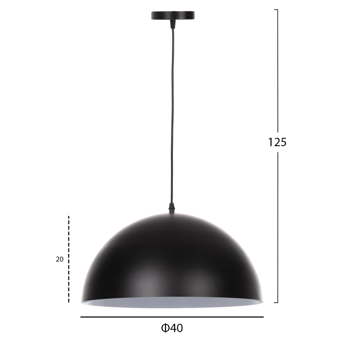 Ceiling Pendant Lamp Hm4078 Black Metal Round Cap Φ40x125hcm.