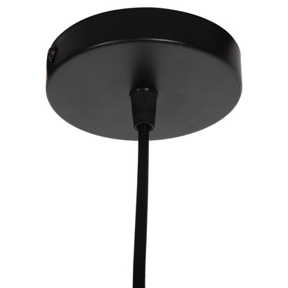 Ceiling Pendant Lamp Hm4080 Black Metal-wooden Detail On Top 35x35x112h Cm.