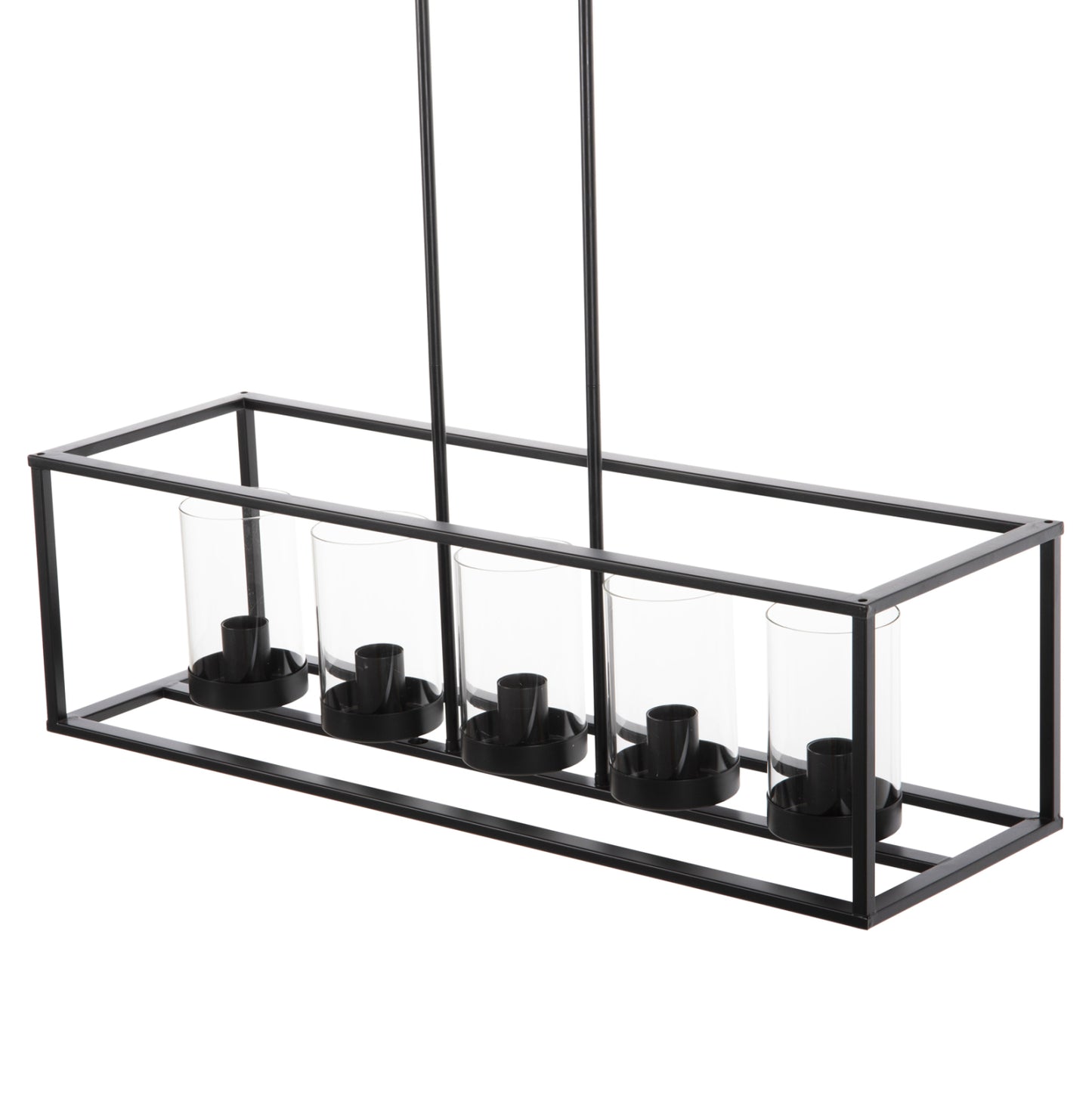 Ceiling Pendant Lamp Hm4082 Black And Glass 80x25x23,5-85h Cm.