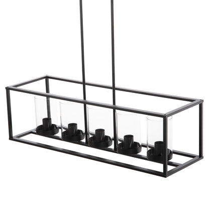 Ceiling Pendant Lamp Hm4082 Black And Glass 80x25x23,5-85h Cm.