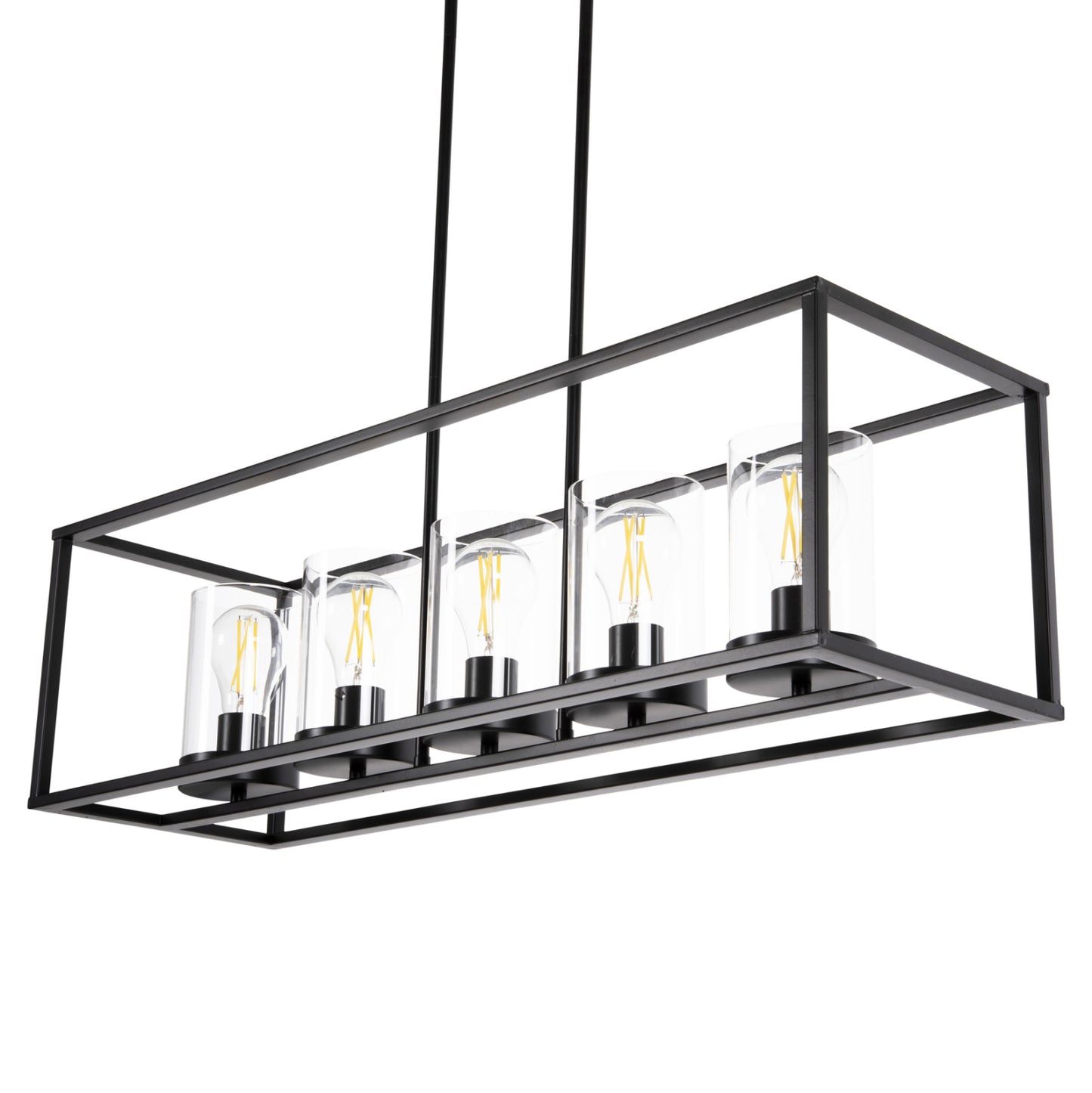 Ceiling Pendant Lamp Hm4082 Black And Glass 80x25x23,5-85h Cm.