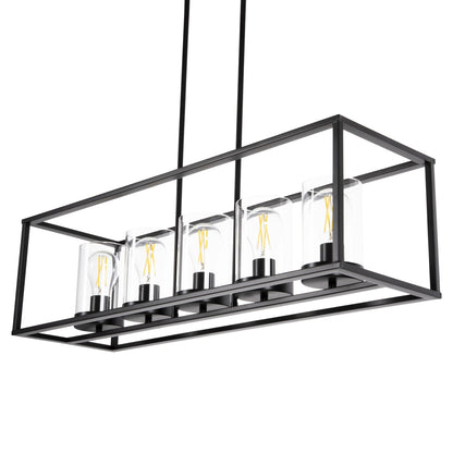 Ceiling Pendant Lamp Hm4082 Black And Glass 80x25x23,5-85h Cm.