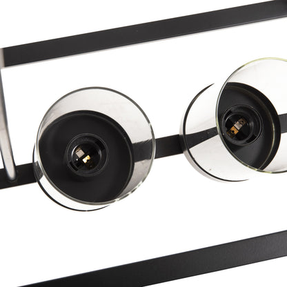 Ceiling Pendant Lamp Hm4082 Black And Glass 80x25x23,5-85h Cm.