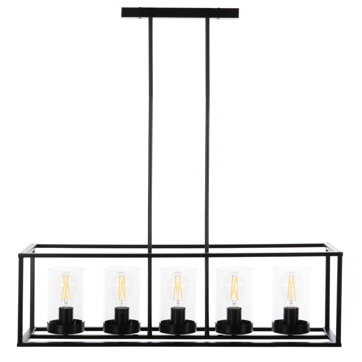 Ceiling Pendant Lamp Hm4082 Black And Glass 80x25x23,5-85h Cm.