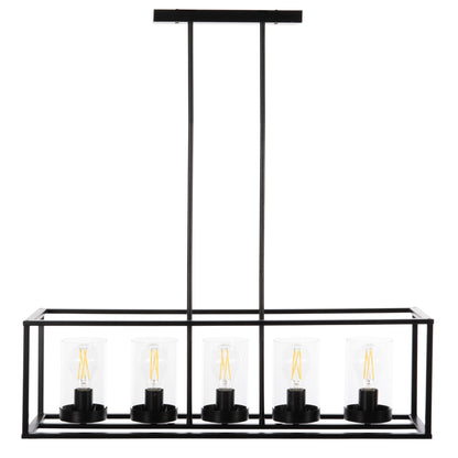 Ceiling Pendant Lamp Hm4082 Black And Glass 80x25x23,5-85h Cm.