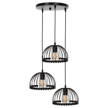 Ceiling Pendant Lamp Hm4086 3-light Black Metal Caps Like Umbrellas Φ22x123hcm.