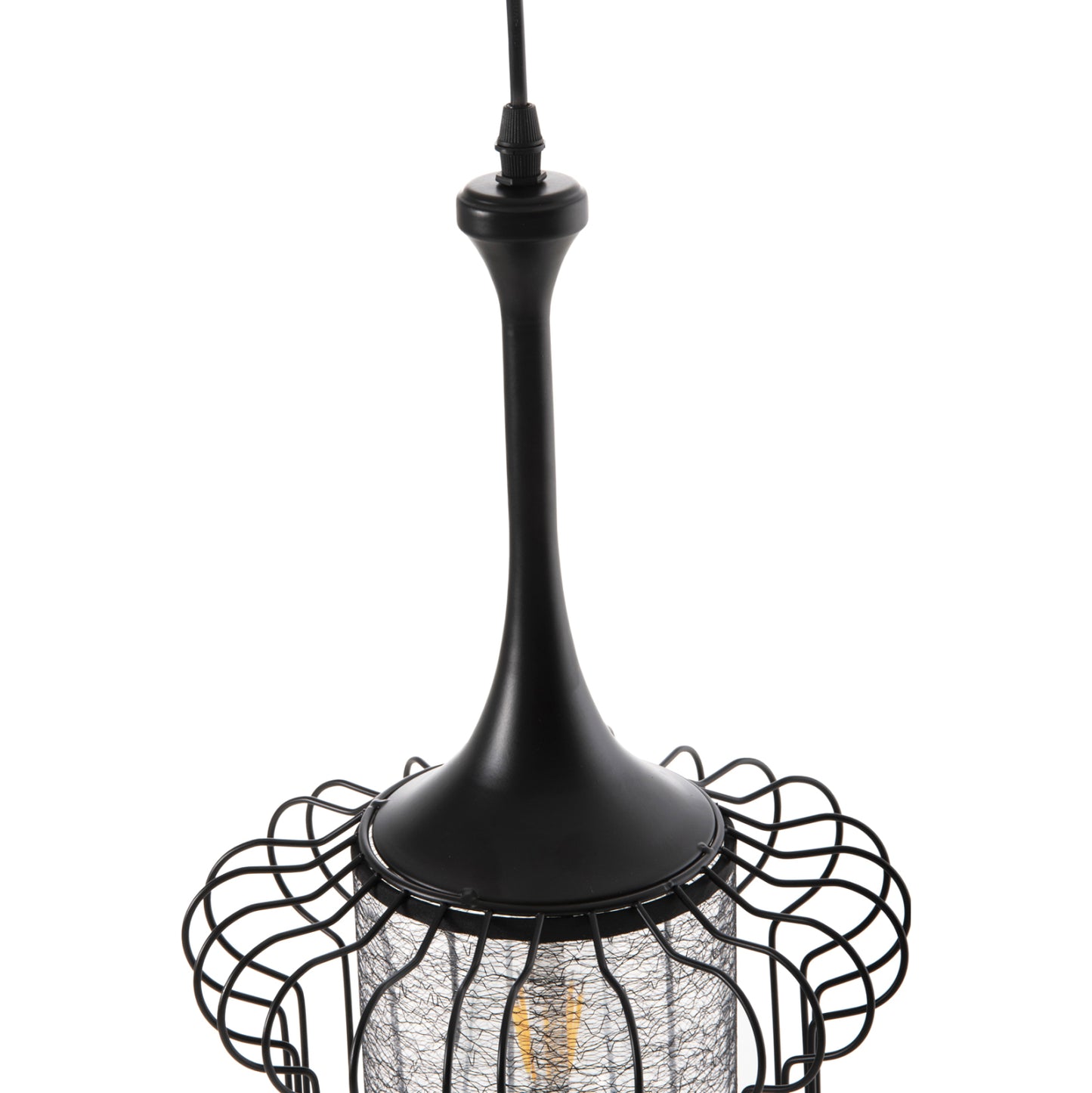 Ceiling Pendant Lamp Hm4087 Black Metal-white Fabric Φ24x130hcm.