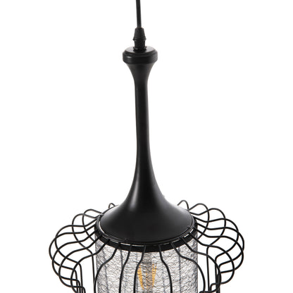 Ceiling Pendant Lamp Hm4087 Black Metal-white Fabric Φ24x130hcm.