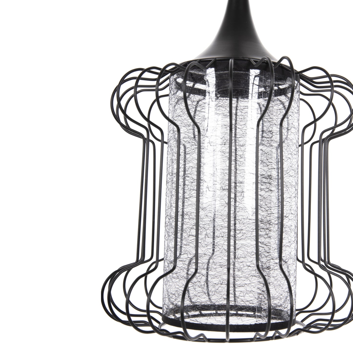 Ceiling Pendant Lamp Hm4087 Black Metal-white Fabric Φ24x130hcm.