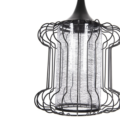 Ceiling Pendant Lamp Hm4087 Black Metal-white Fabric Φ24x130hcm.