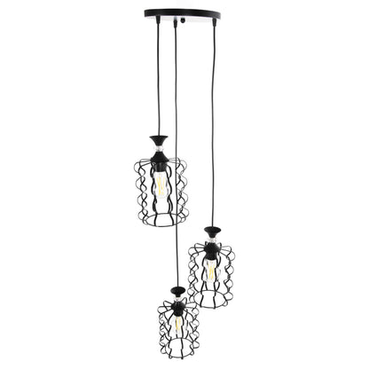 Ceiling Pendant Luminaire Hm4089 3-light Black Metal Caps Φ34x128hcm.