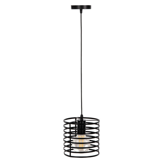 Ceiling Pendant Lamp Hm4090 Black Cylindrical Metal Cap Φ16x124hcm.