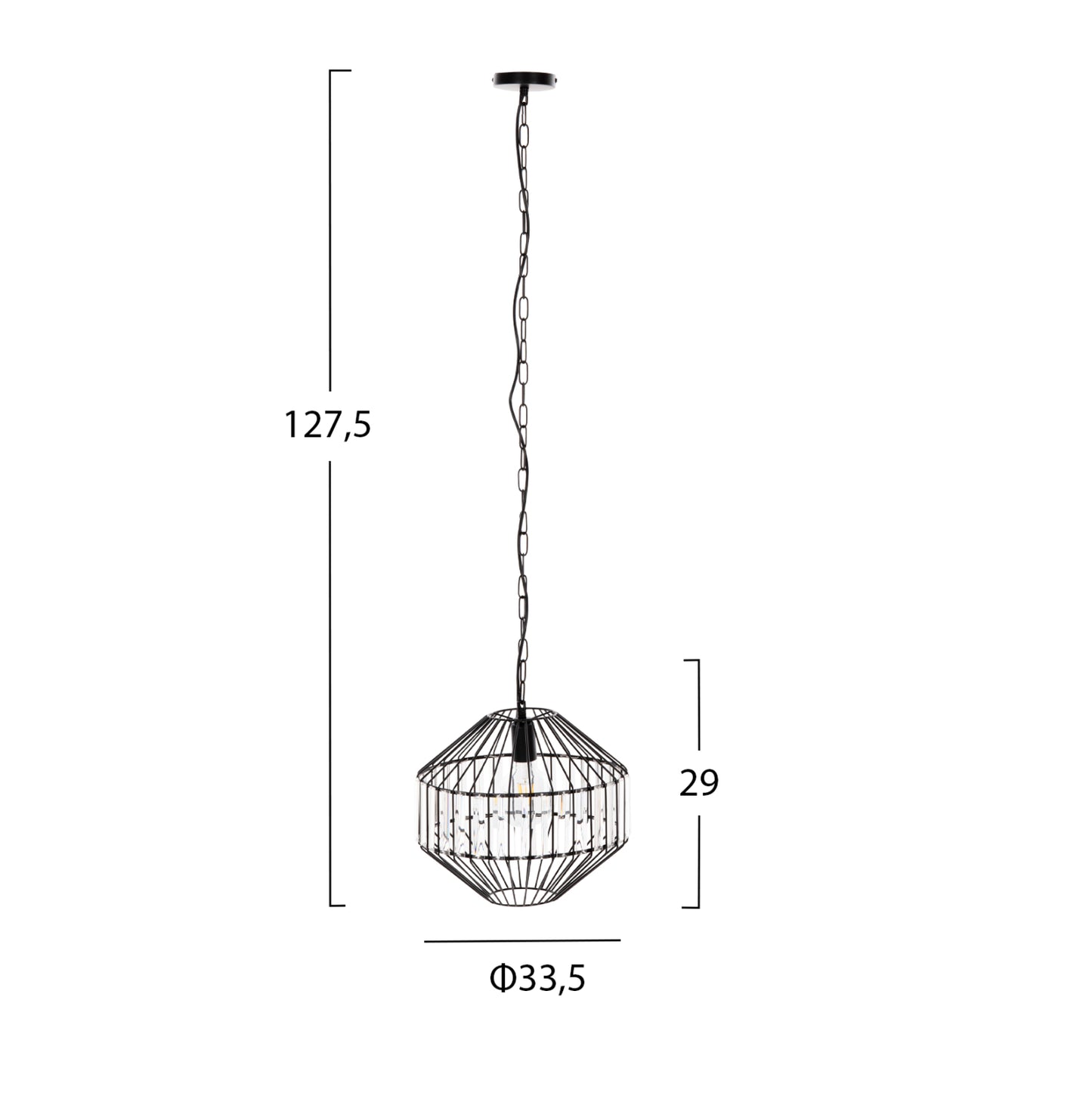 Ceiling Pendant Lamp Hm4092 Black Metal Cap Φ33,5x29-127,5hcm.