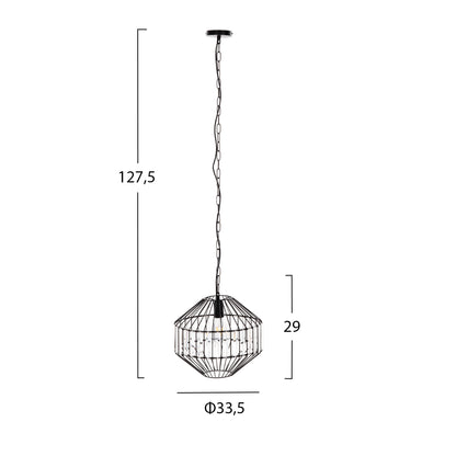 Ceiling Pendant Lamp Hm4092 Black Metal Cap Φ33,5x29-127,5hcm.