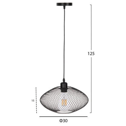 Ceiling Pendant Lamp Hm4094 Black Metal Mesh Cap Φ30x125hcm.