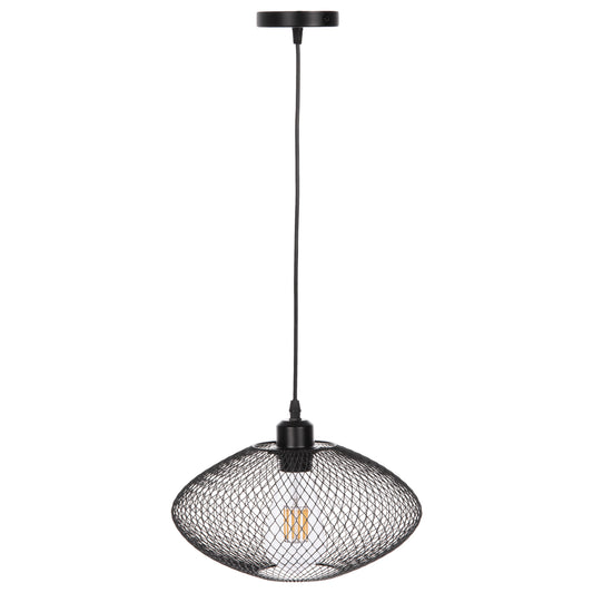 Ceiling Pendant Lamp Hm4094 Black Metal Mesh Cap Φ30x125hcm.
