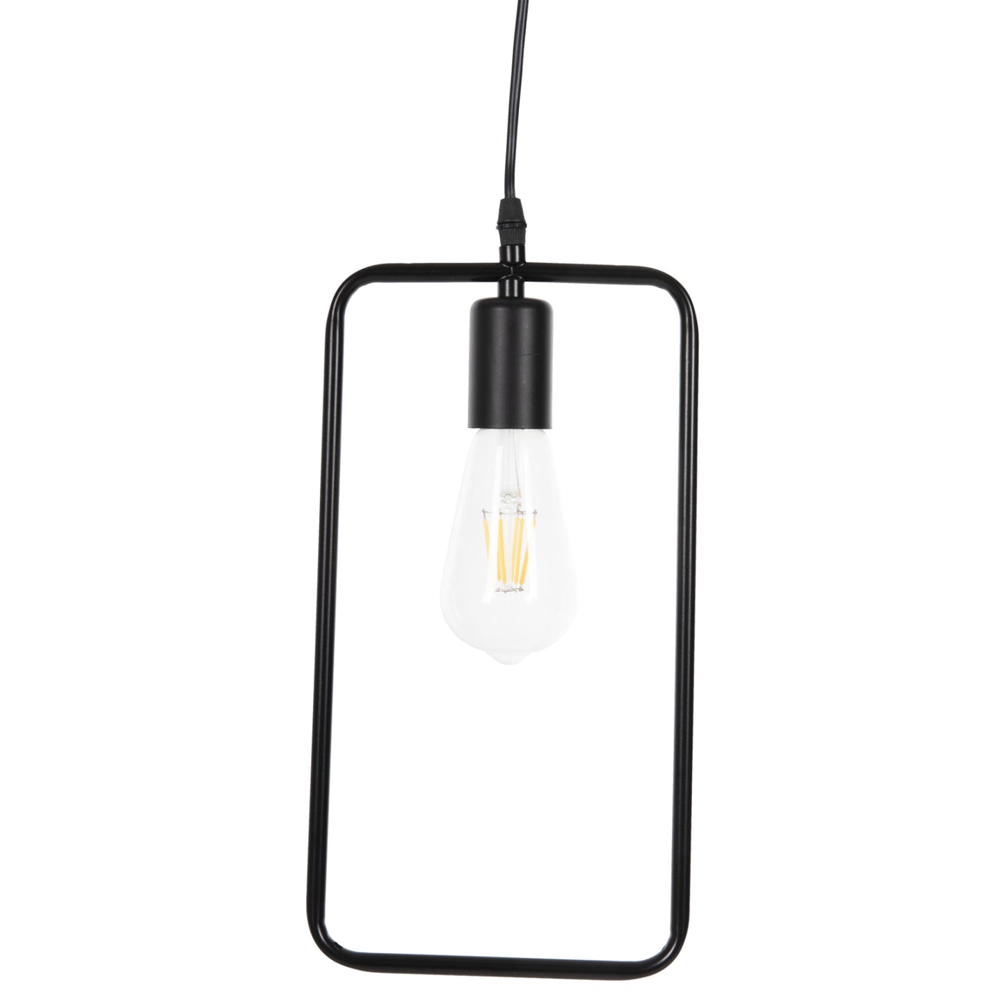 Ceiling Pendant Lamp Hm4097 Black Metal Rectangle 17,5x133h Cm.