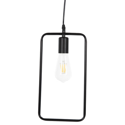 Ceiling Pendant Lamp Hm4097 Black Metal Rectangle 17,5x133h Cm.