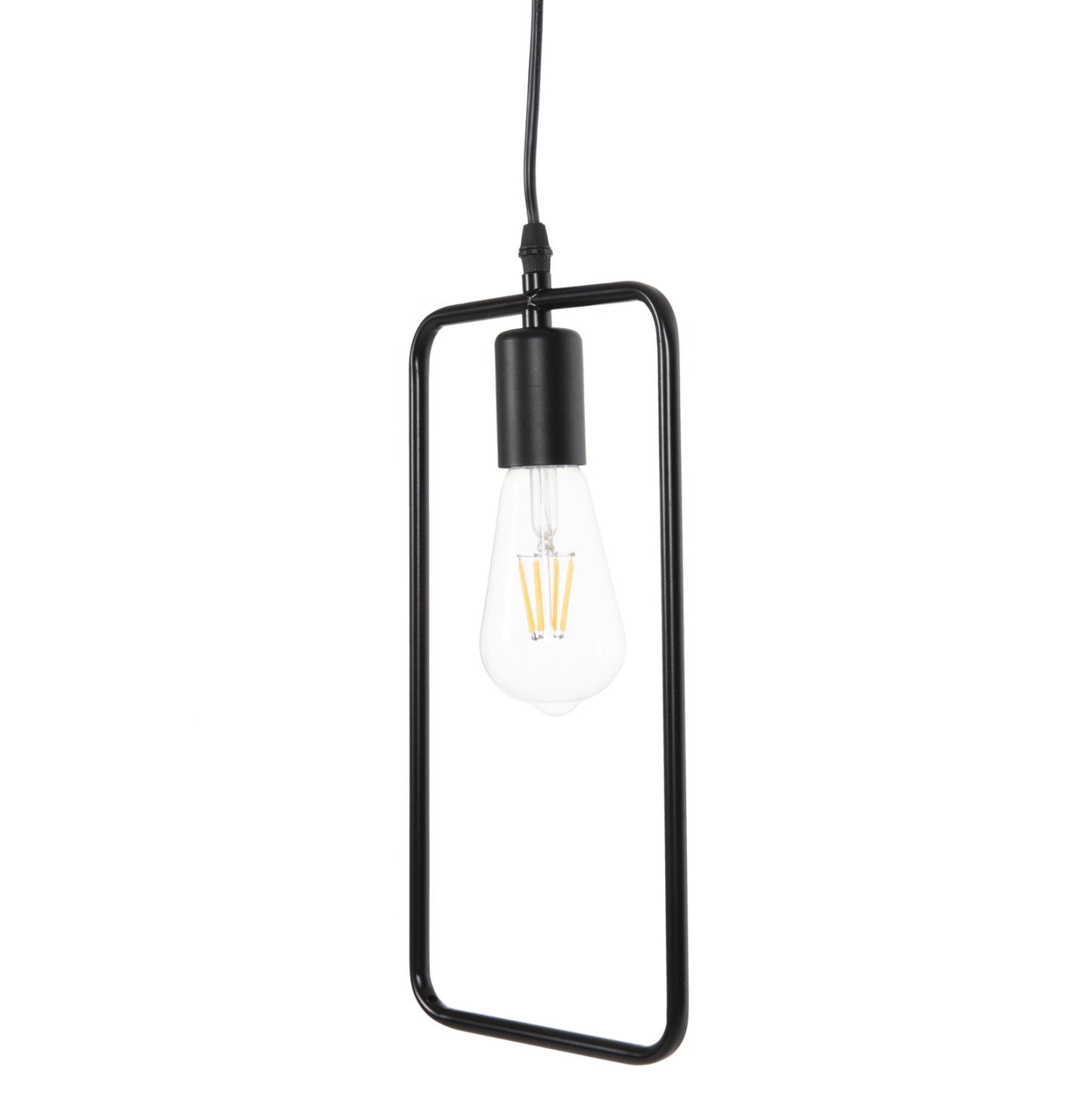 Ceiling Pendant Lamp Hm4097 Black Metal Rectangle 17,5x133h Cm.