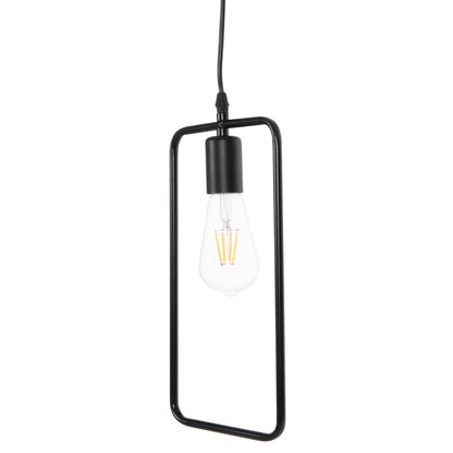 Ceiling Pendant Lamp Hm4097 Black Metal Rectangle 17,5x133h Cm.