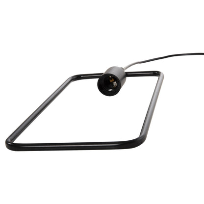 Ceiling Pendant Lamp Hm4097 Black Metal Rectangle 17,5x133h Cm.