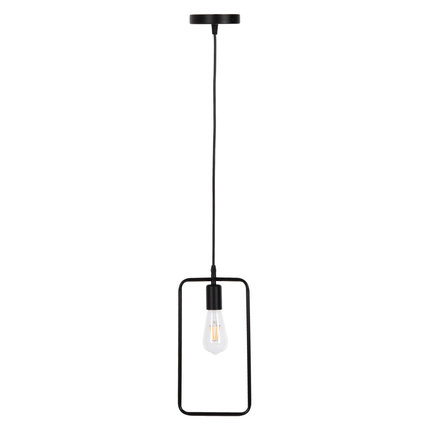 Ceiling Pendant Lamp Hm4097 Black Metal Rectangle 17,5x133h Cm.