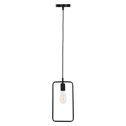 Ceiling Pendant Lamp Hm4097 Black Metal Rectangle 17,5x133h Cm.