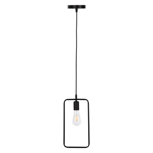 Ceiling Pendant Lamp Hm4097 Black Metal Rectangle 17,5x133h Cm.