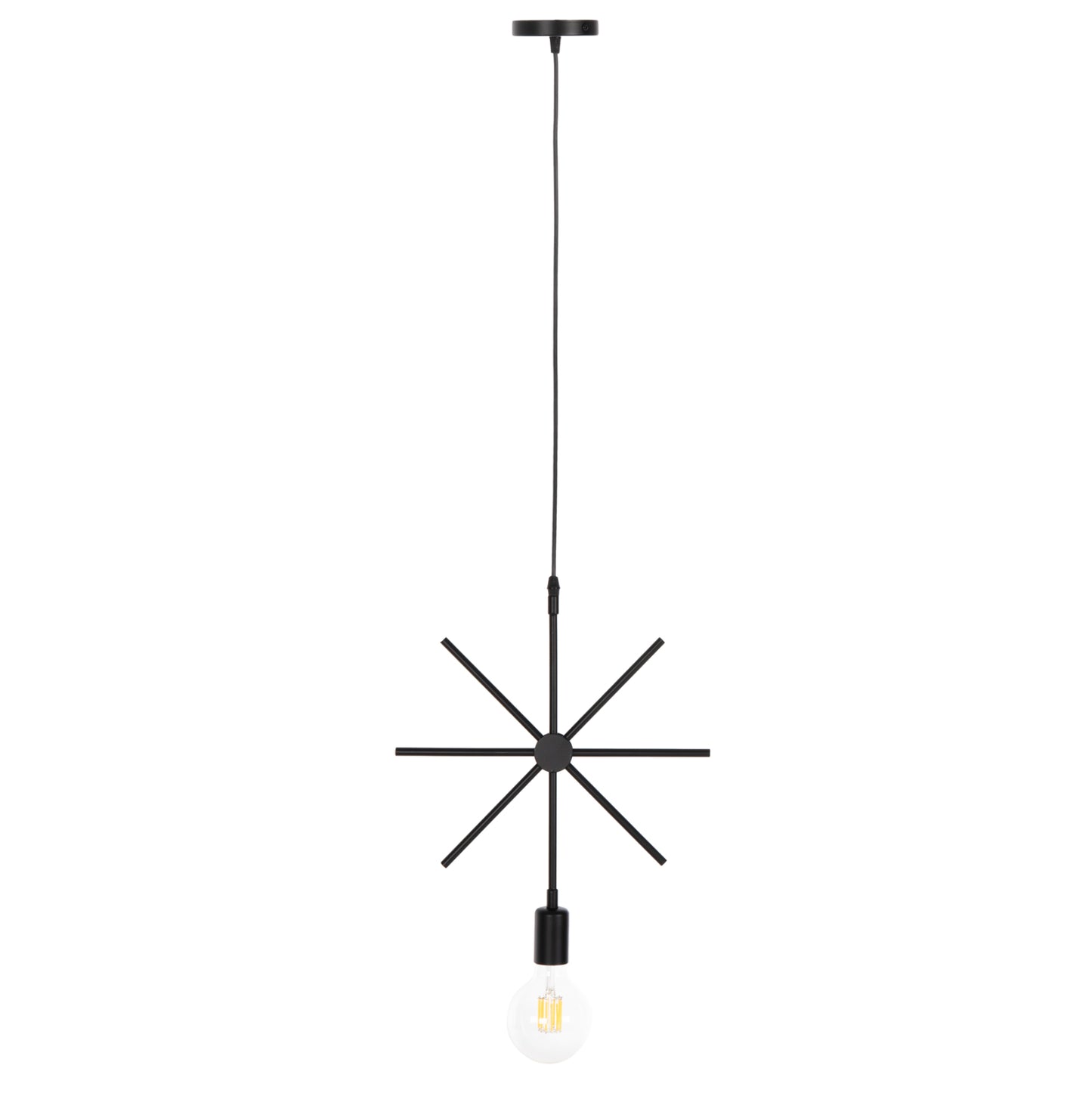 Ceiling Pendant Luminaire Hm4098 Black Metal Star 34x40x106h Cm.