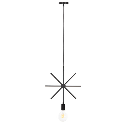 Ceiling Pendant Luminaire Hm4098 Black Metal Star 34x40x106h Cm.