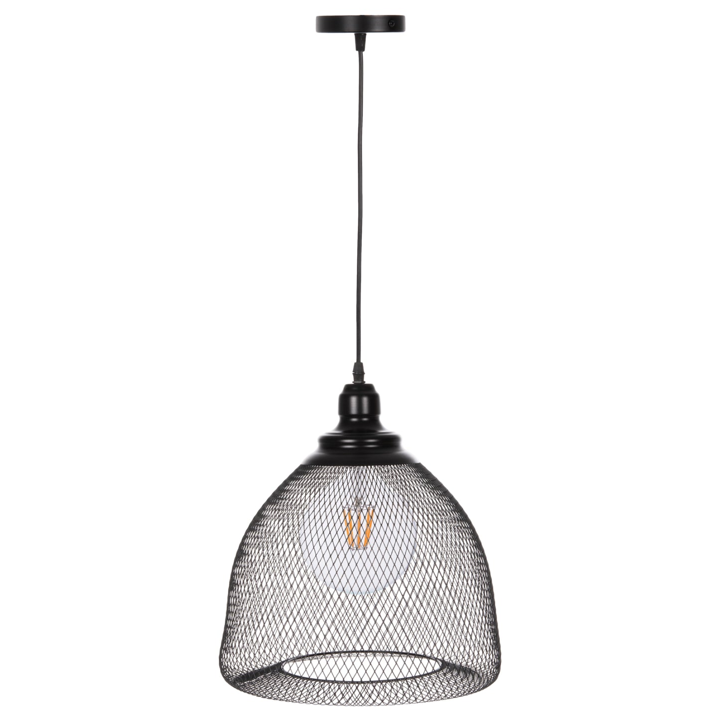 Ceiling Pendant Lamp Hm4100 Black Metal Mesh Bel-shaped Cap Φ32x137hcm.