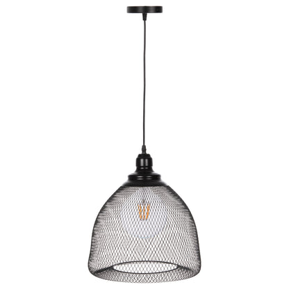 Ceiling Pendant Lamp Hm4100 Black Metal Mesh Bel-shaped Cap Φ32x137hcm.
