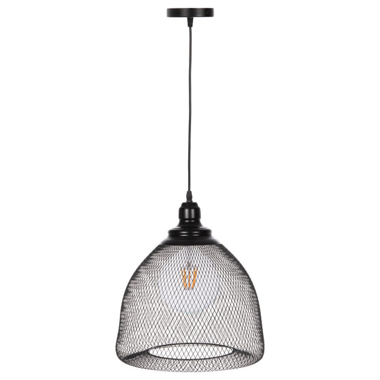 Ceiling Pendant Lamp Hm4100 Black Metal Mesh Bel-shaped Cap Φ32x137hcm.