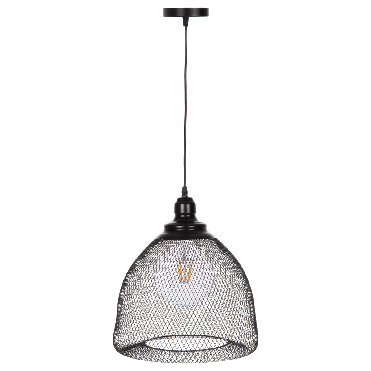 Ceiling Pendant Lamp Hm4100 Black Metal Mesh Bel-shaped Cap Φ32x137hcm.