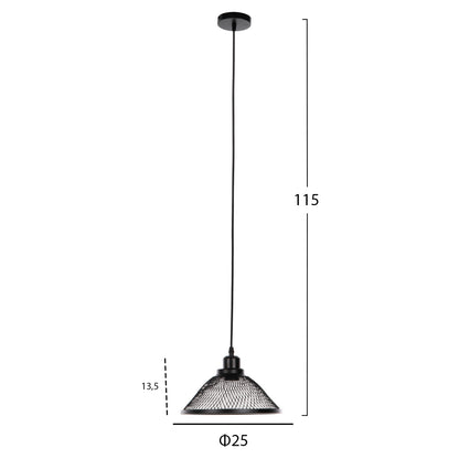 Ceiling Pendant Luminaire Hm4102 Black Metal Mesh Cap Φ25x115hcm.