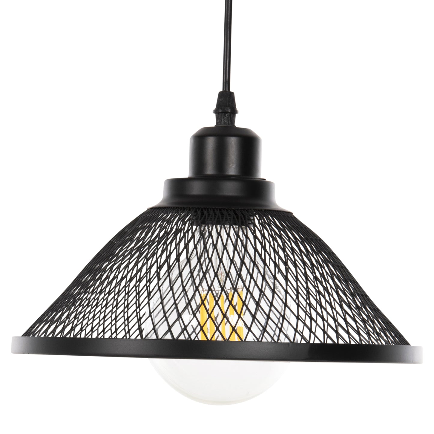 Ceiling Pendant Luminaire Hm4102 Black Metal Mesh Cap Φ25x115hcm.