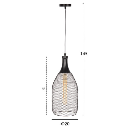 Ceiling Pendant Lamp Hm4105 Black Metal Mesh Cap Φ20x145hcm.