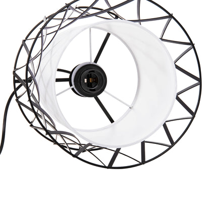 Ceiling Pendant Luminaire Hm4106 Black Metal-white Synthetic Fabric Φ25x120hcm.