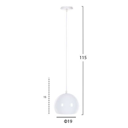 Ceiling Pendant Lamp Hm4108 White Metal Bell 19x19x115h Cm.