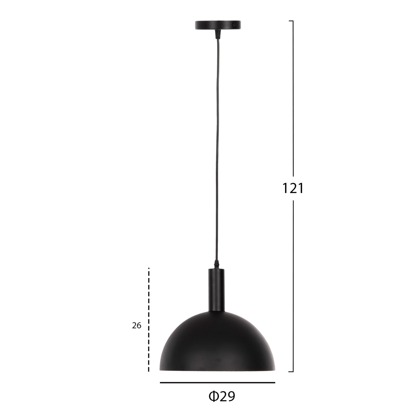 Ceiling Pendant Lamp Hm4110 Black Metal Bell Φ29Χ121hcm.