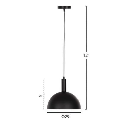 Ceiling Pendant Lamp Hm4110 Black Metal Bell Φ29Χ121hcm.