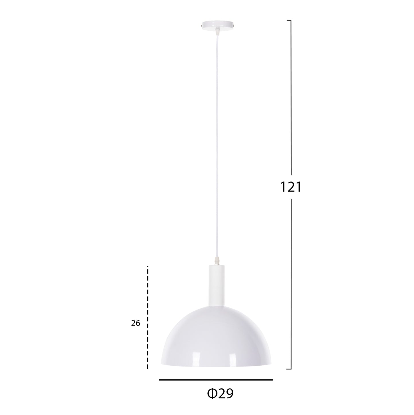 Ceiling Pendant Lamp Hm4111 White Metal Bell Φ29.5Χ119hcm.