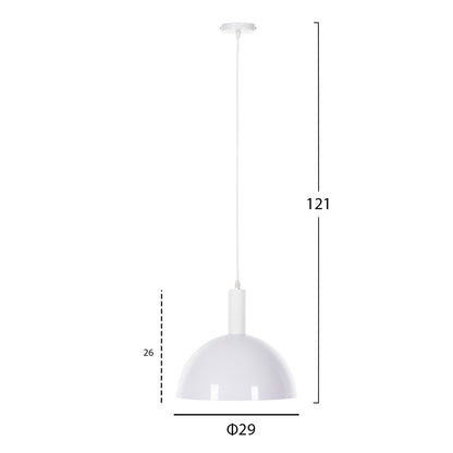 Ceiling Pendant Lamp Hm4111 White Metal Bell Φ29.5Χ119hcm.