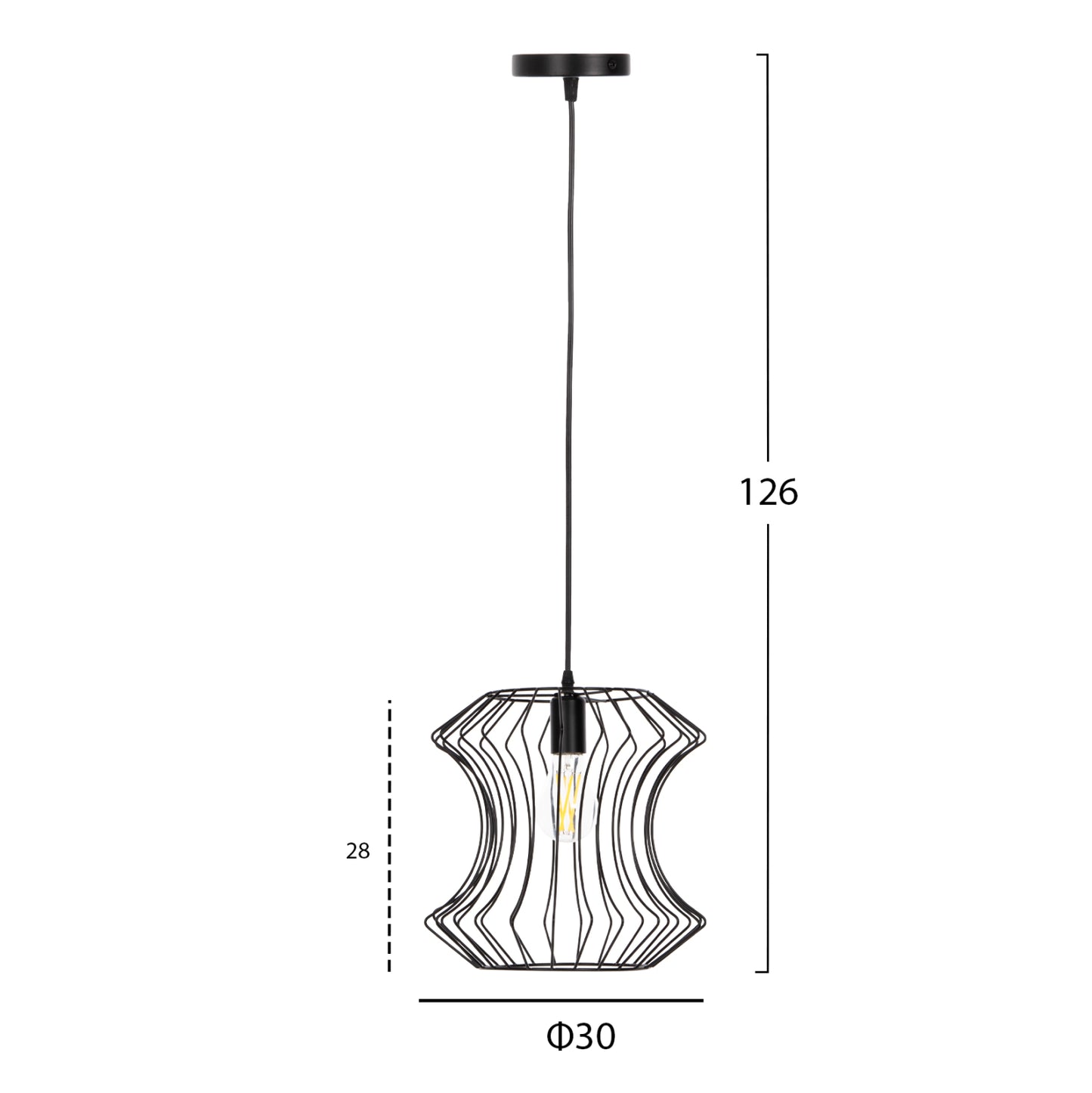 Ceiling Pendant Fixture Hm4112 Black Metal Φ30x126hcm.