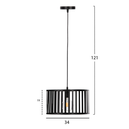 Ceiling Pendant Luminaire Hm4113 Black Metal 34x23x121hcm.
