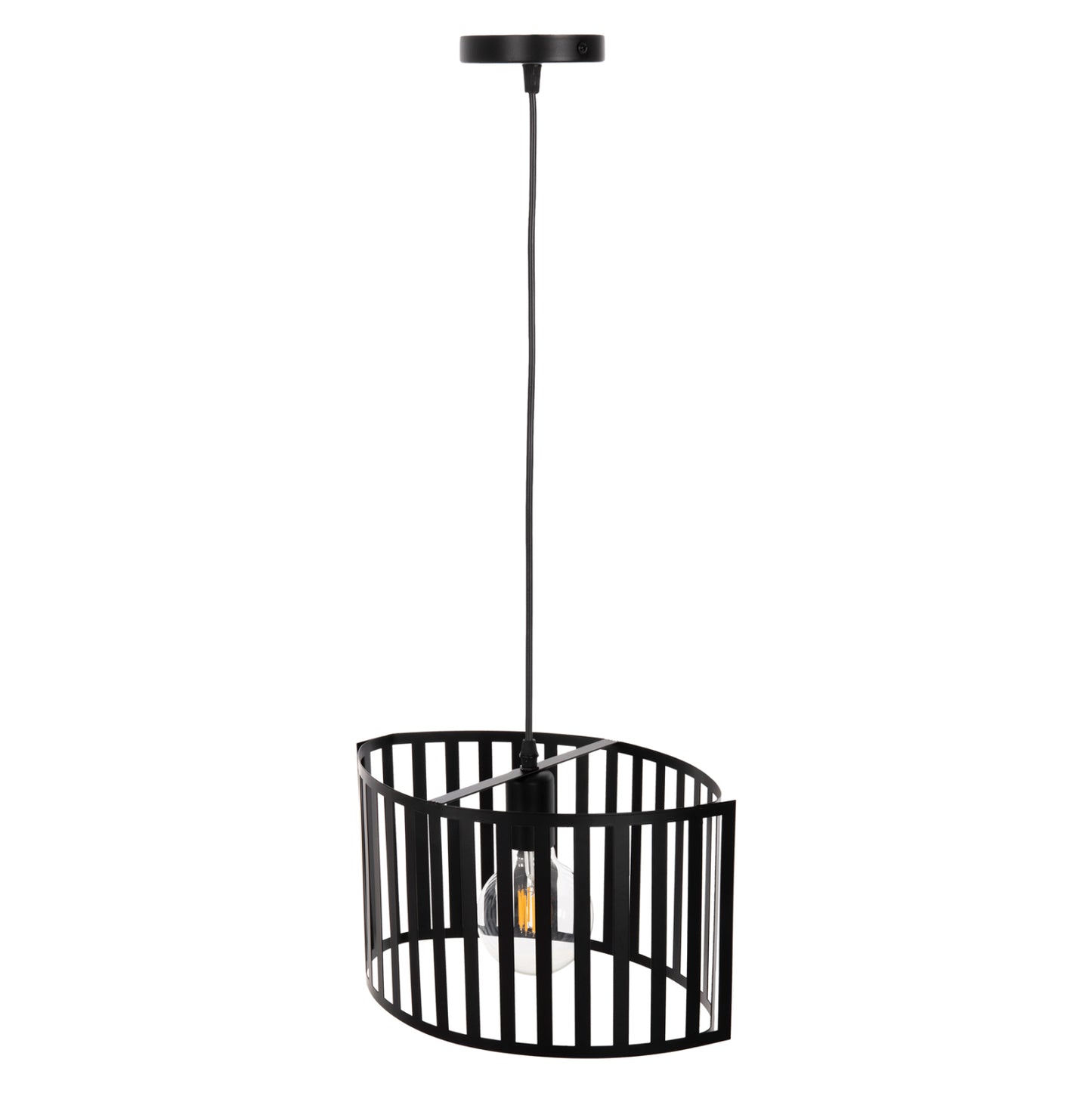 Ceiling Pendant Luminaire Hm4113 Black Metal 34x23x121hcm.