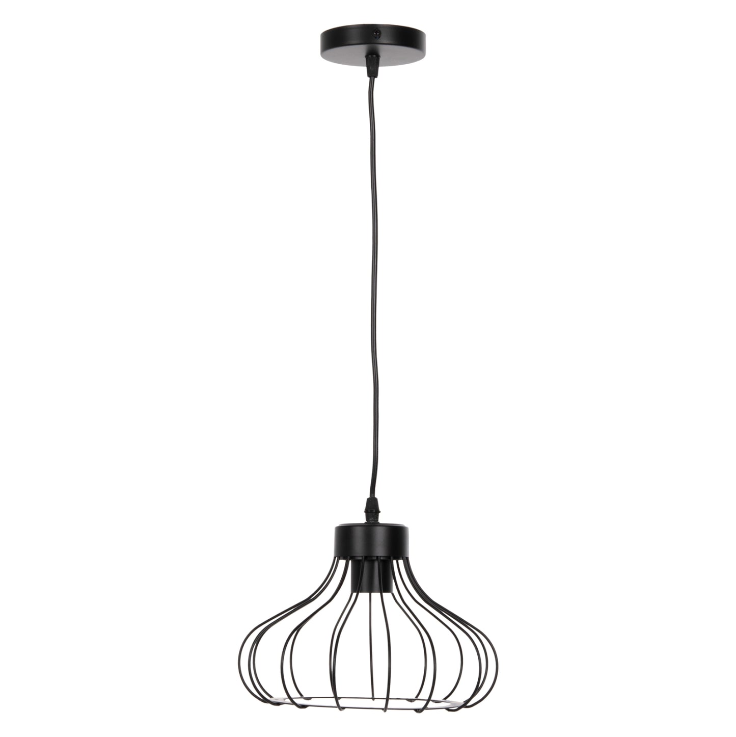 Ceiling Pendant Lamp ΗΜ4114 Black Metal Spherical Cap Φ23x122hcm.