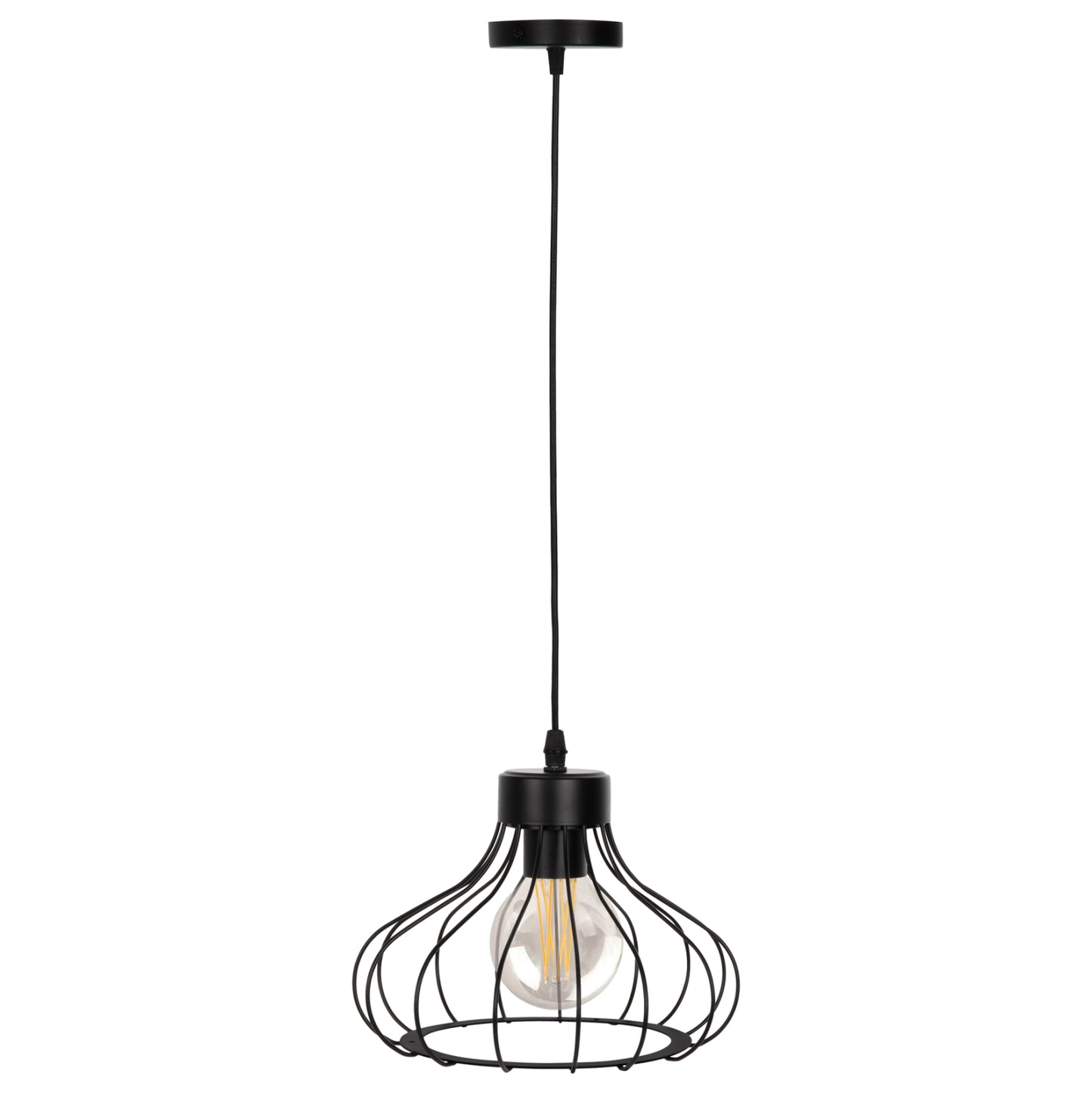 Ceiling Pendant Lamp ΗΜ4114 Black Metal Spherical Cap Φ23x122hcm.